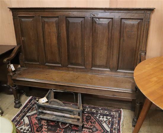 A French oak hall seat W.159cm